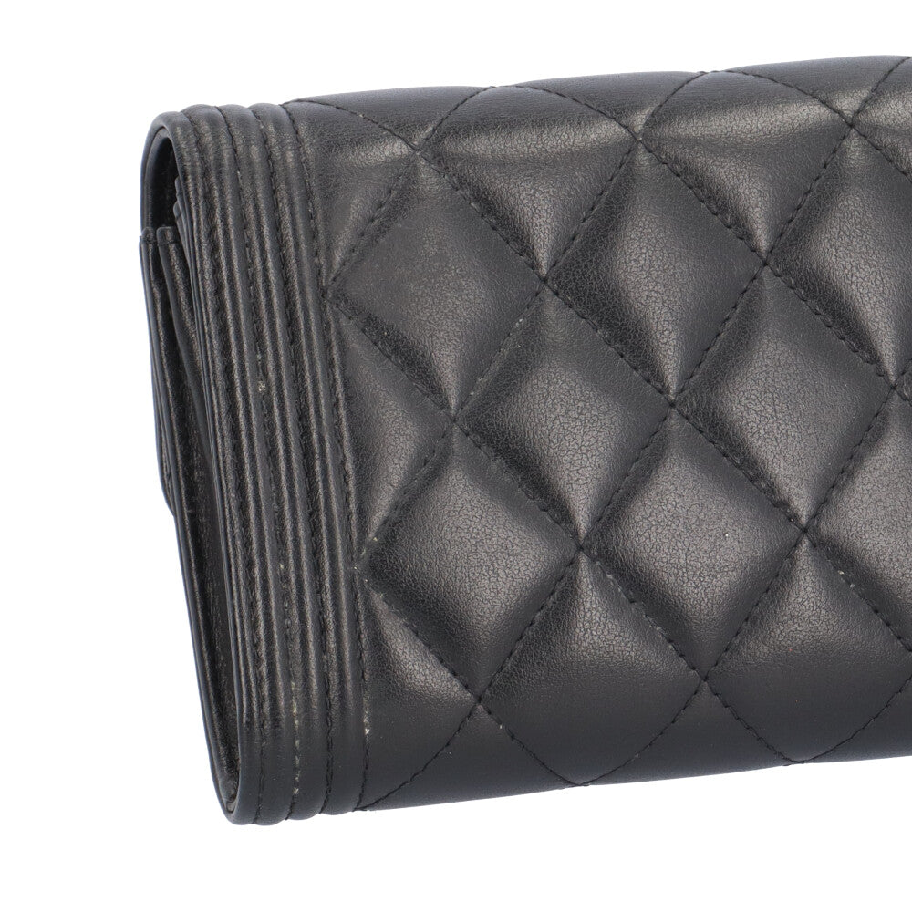 CHANEL シャネル ボーイシャネル 長財布 ラムスキン レディース 中古