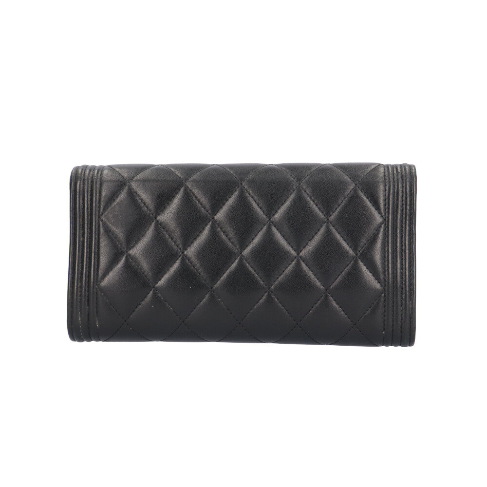 CHANEL ボーイシャネル ラムスキン 長財布 ブラック　ヴィンテージ　正規品 CHANEL シャネル ボーイシャネル 長財布 ラムスキン レディース 中古