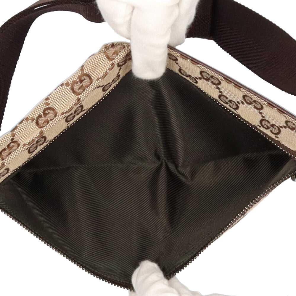 極美品✨グッチ ボディバッグ GG キャンバス レザー ウエストバッグ ブラウン GUCCI グッチ GGキャンパス ボディバッグ GGキャンバス 630915