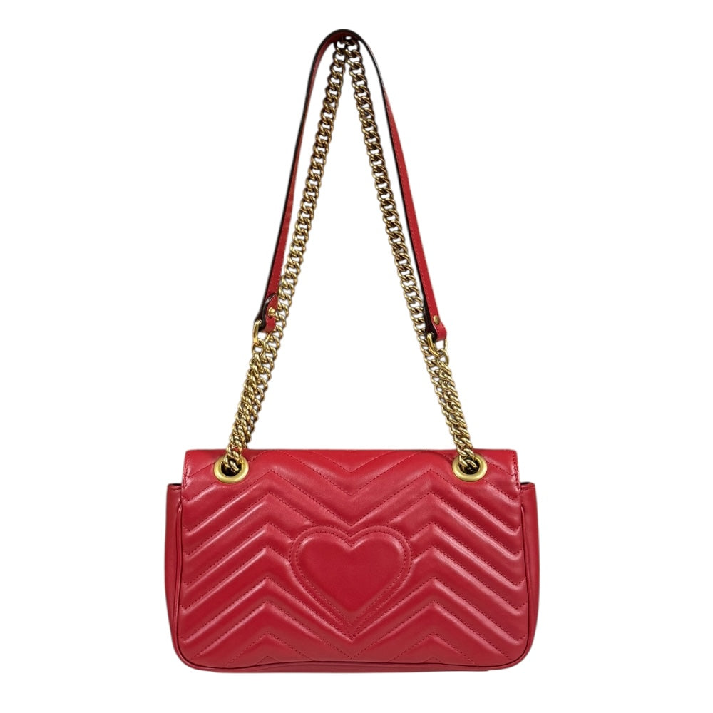 GUCCI グッチ GGマーモント ショルダーバッグ レザー レッド 
