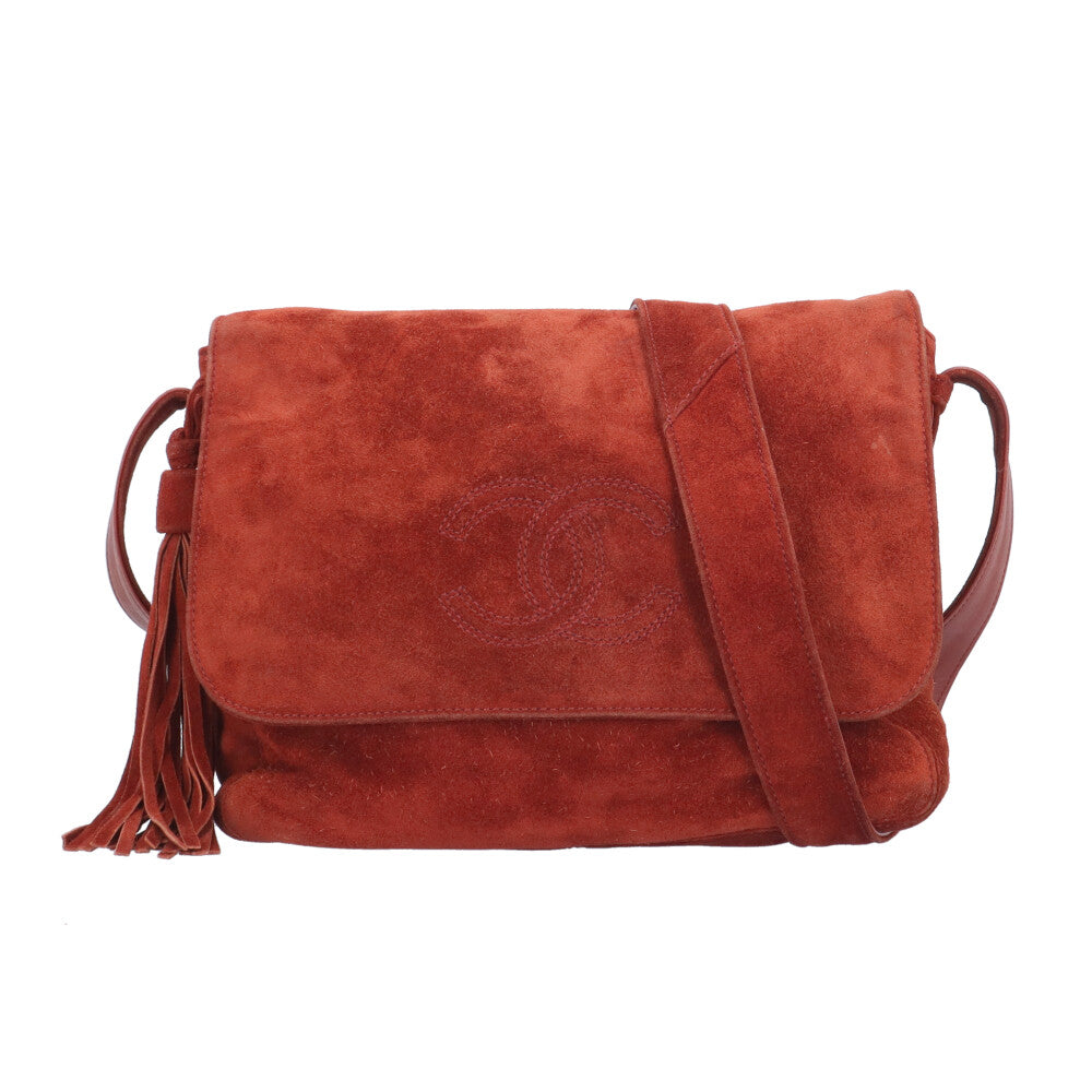CHANEL シャネル ショルダーバッグ スウェード レッド レディース 中古