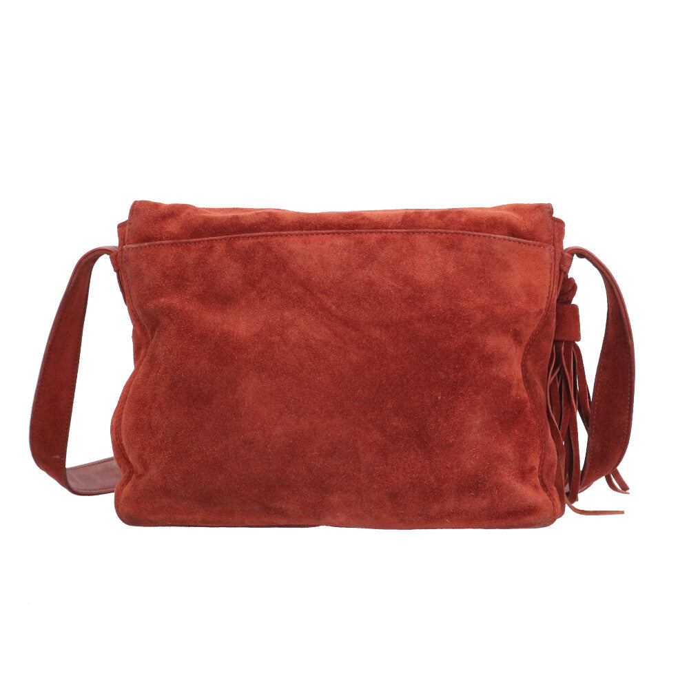 CHANEL ワインレッド スエード ショルダーバッグ CHANEL シャネル ショルダーバッグ スウェード レッド レディース 中古
