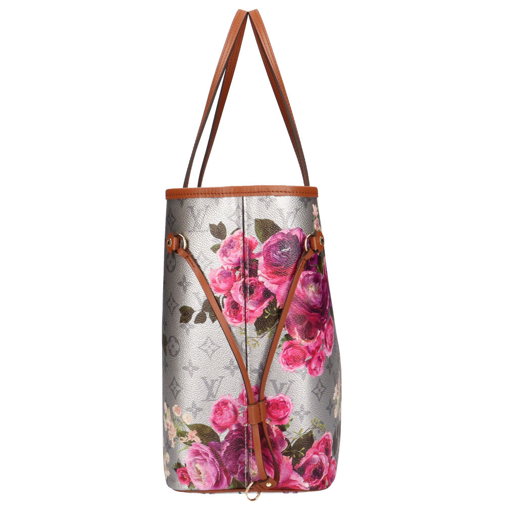 Louis Vuitton Neverfull MM LV Garden Tote Bag Canvas Silver