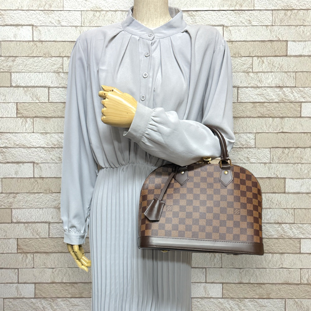 LOUIS VUITTON Louis Vuitton Alma PM Damier Handbag Damier Canvas Brown Women's Used