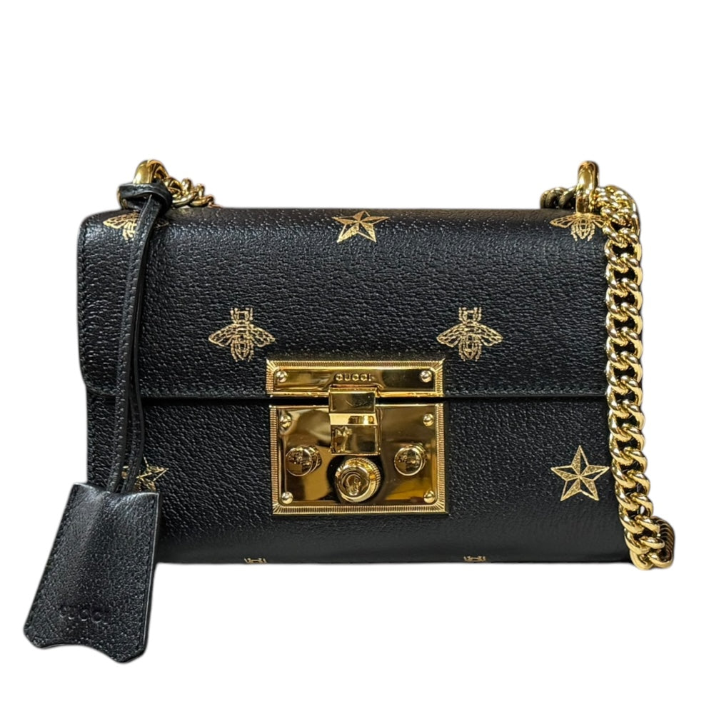 GUCCI グッチ ビースター ショルダーバッグ レザー ブラック