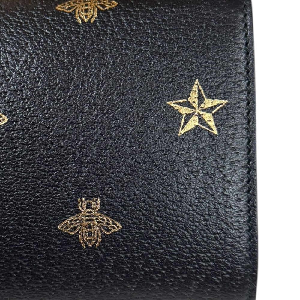 GUCCI グッチ ビースター ショルダーバッグ レザー ブラック