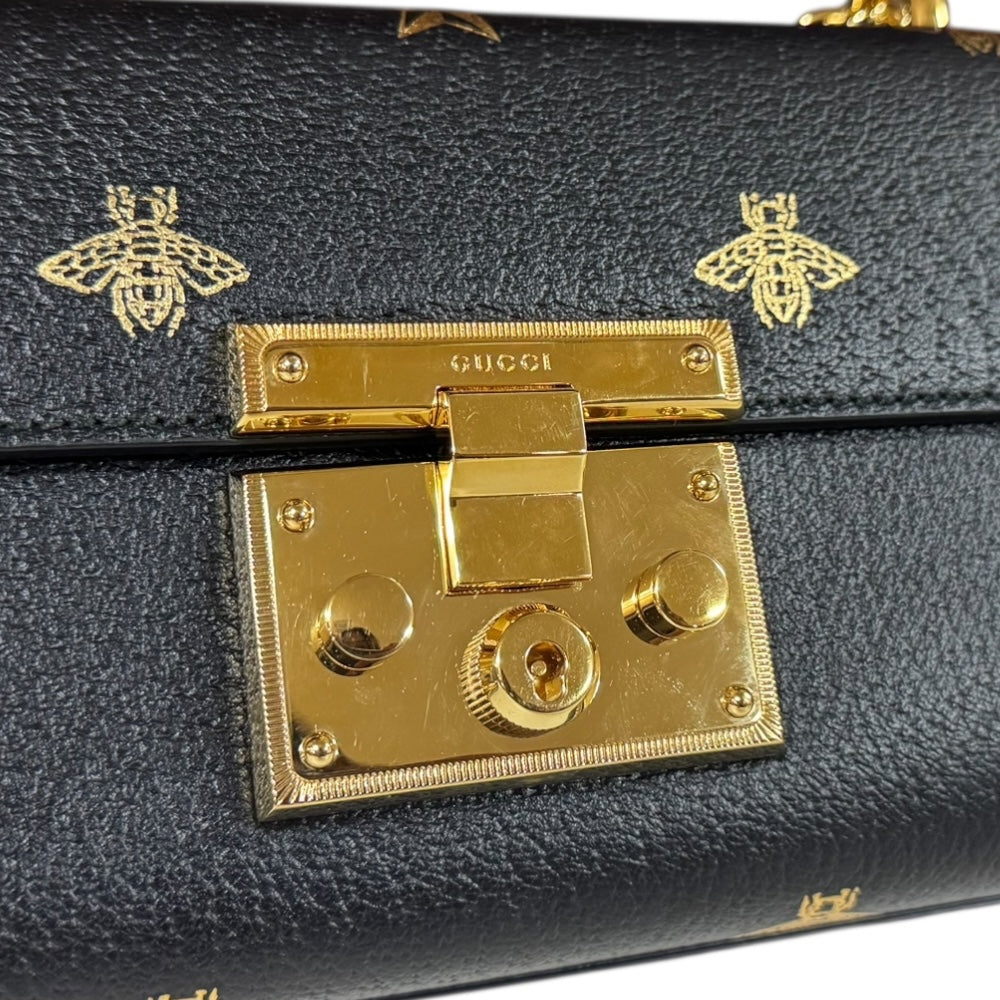 GUCCI グッチ ビースター ショルダーバッグ レザー ブラック