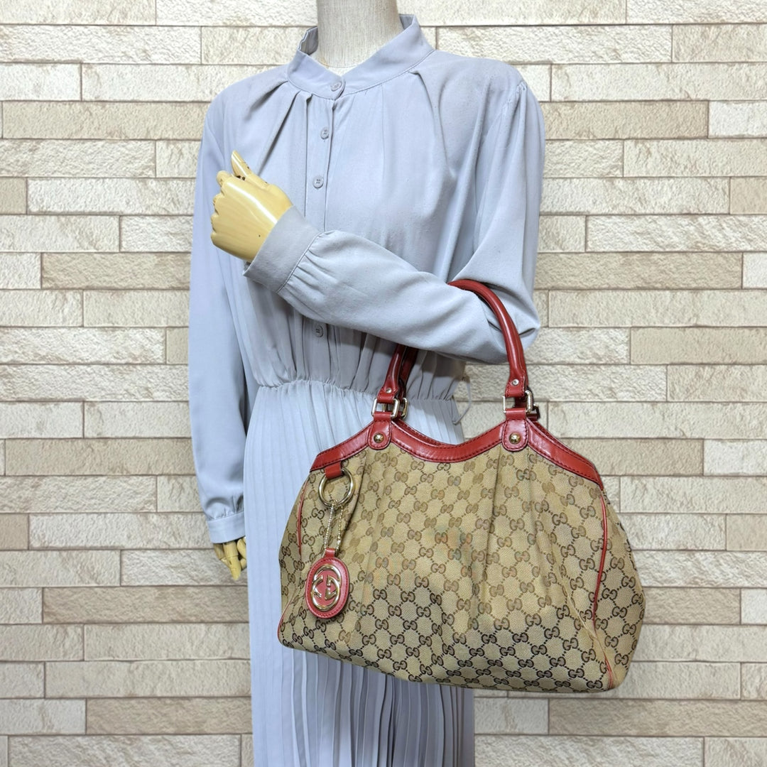 GUCCI グッチ スーキー ハンドバッグ GGキャンバス ベージュ