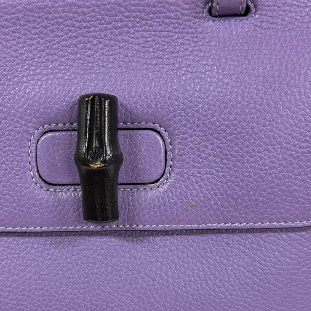 GUCCI グッチ デイリー バンブー ショルダーバッグ レザー パープル