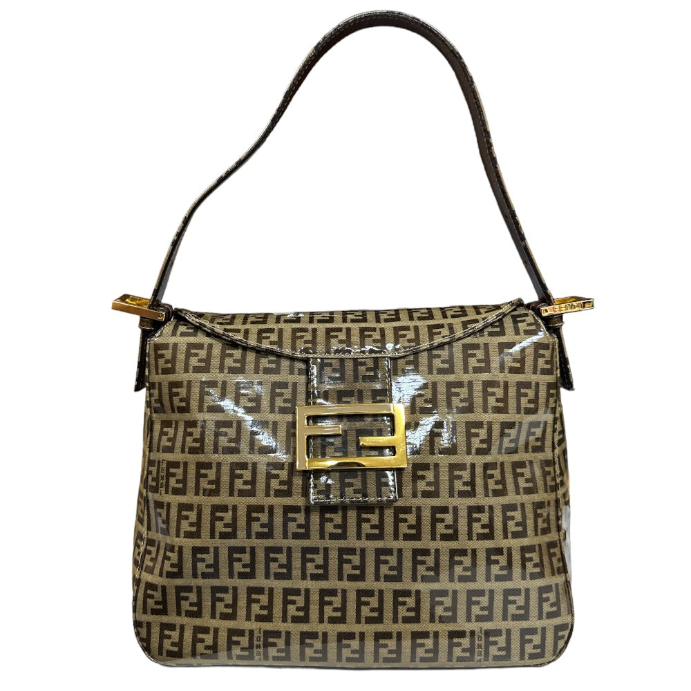 FENDI Fendi Zucchino Shoulder Bag Enamel Brown Ladies Used