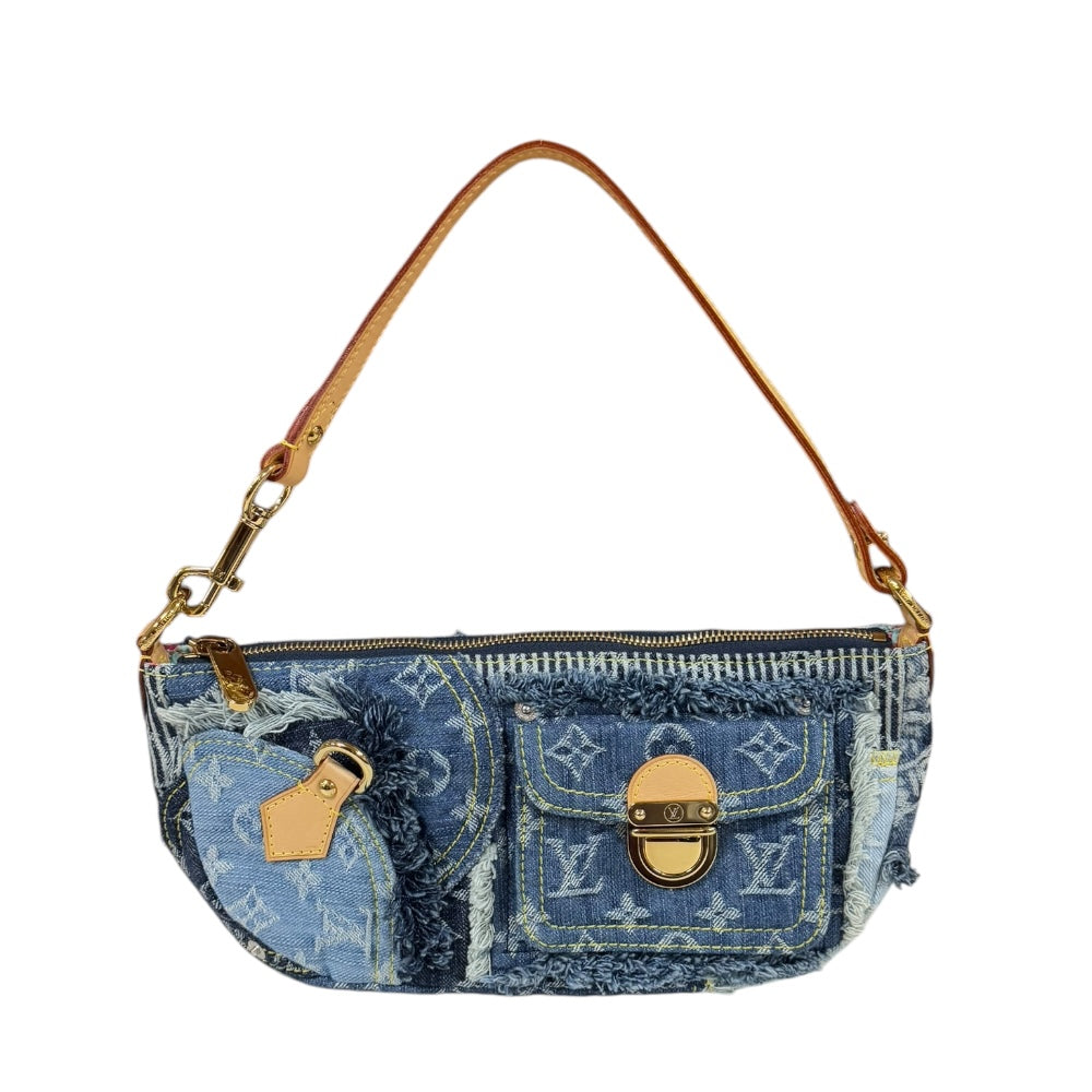 ルイヴィトン　パウチィ　デニム　バッグ LOUIS VUITTON ルイヴィトン パウチィ パッチワーク モノグラムデニム