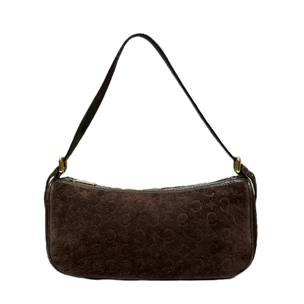CELINE C MACADAM SUEDE SHOULDER BAG