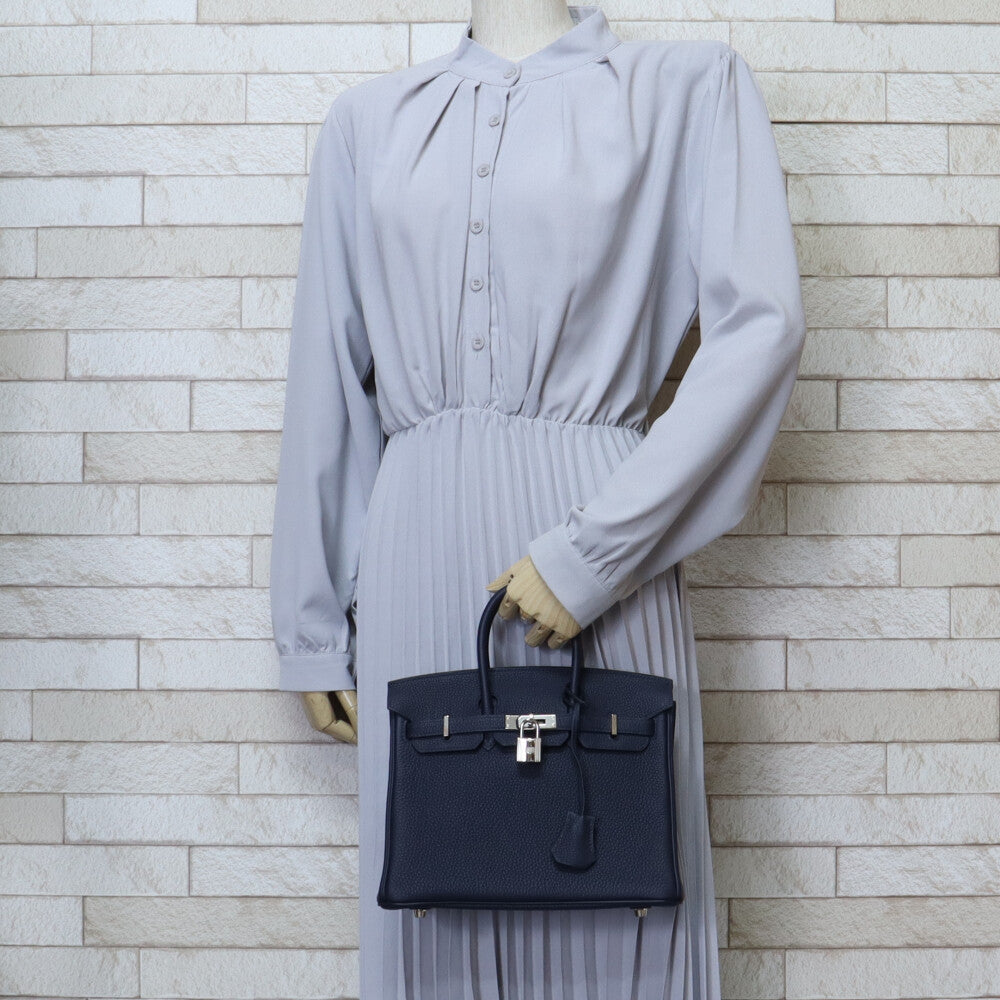エルメス バーキン25 ハンドバッグ エルメス レザー ネイビー