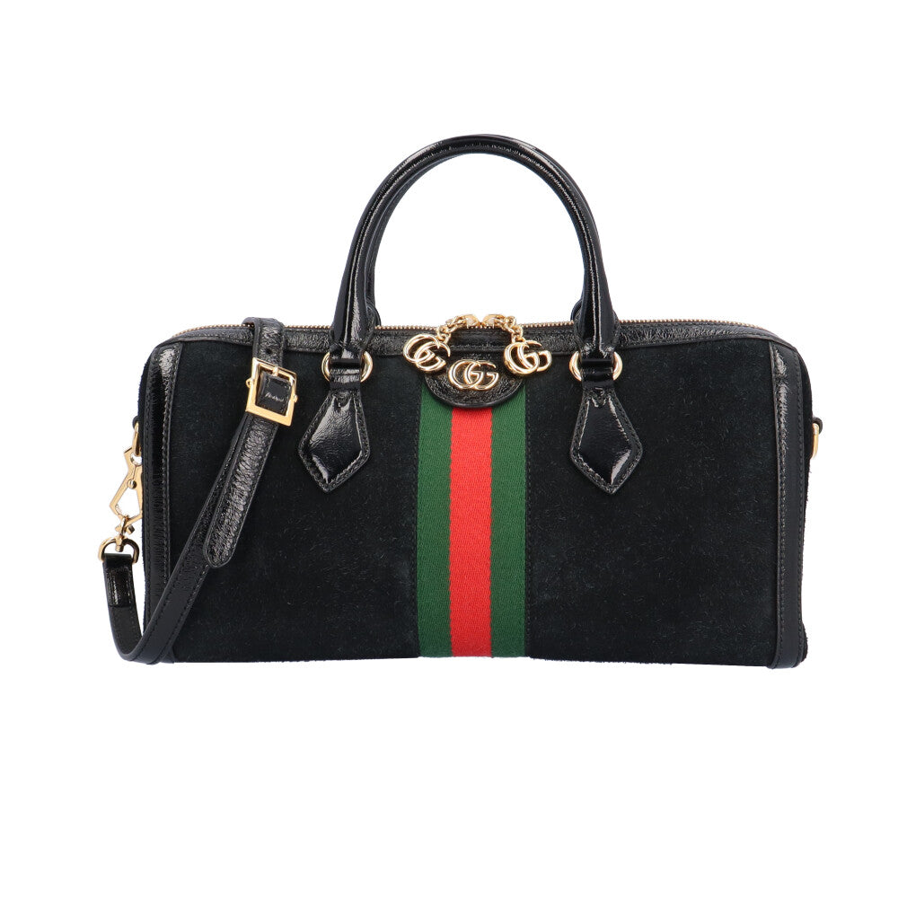 GUCCI グッチ オフィディア ショルダーバッグ スウェード ブラック レディース 中古