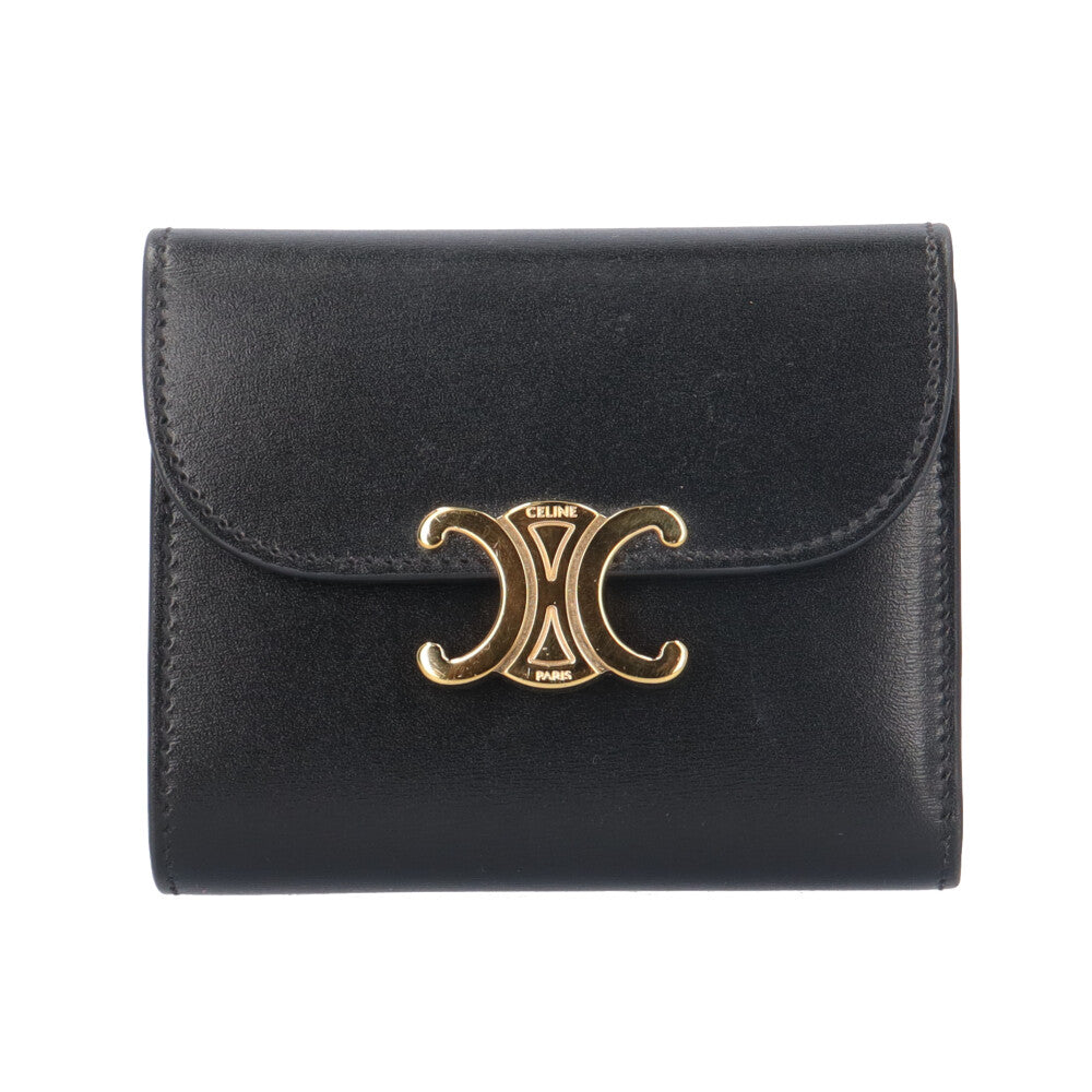 セリーヌ スモールフラップウォレット トリオンフ 三つ折り財布 レザー レディース CELINE  中古 R&Kリサイクルキング CELINE セリーヌ スモールフラップウォレット トリオンフ 三つ折り財布