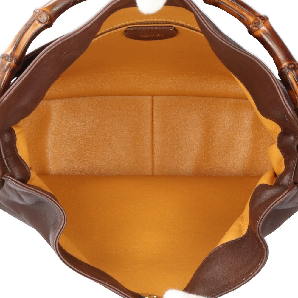 GUCCI グッチ バンブー ショルダーバッグ レザー ブラウン レディース