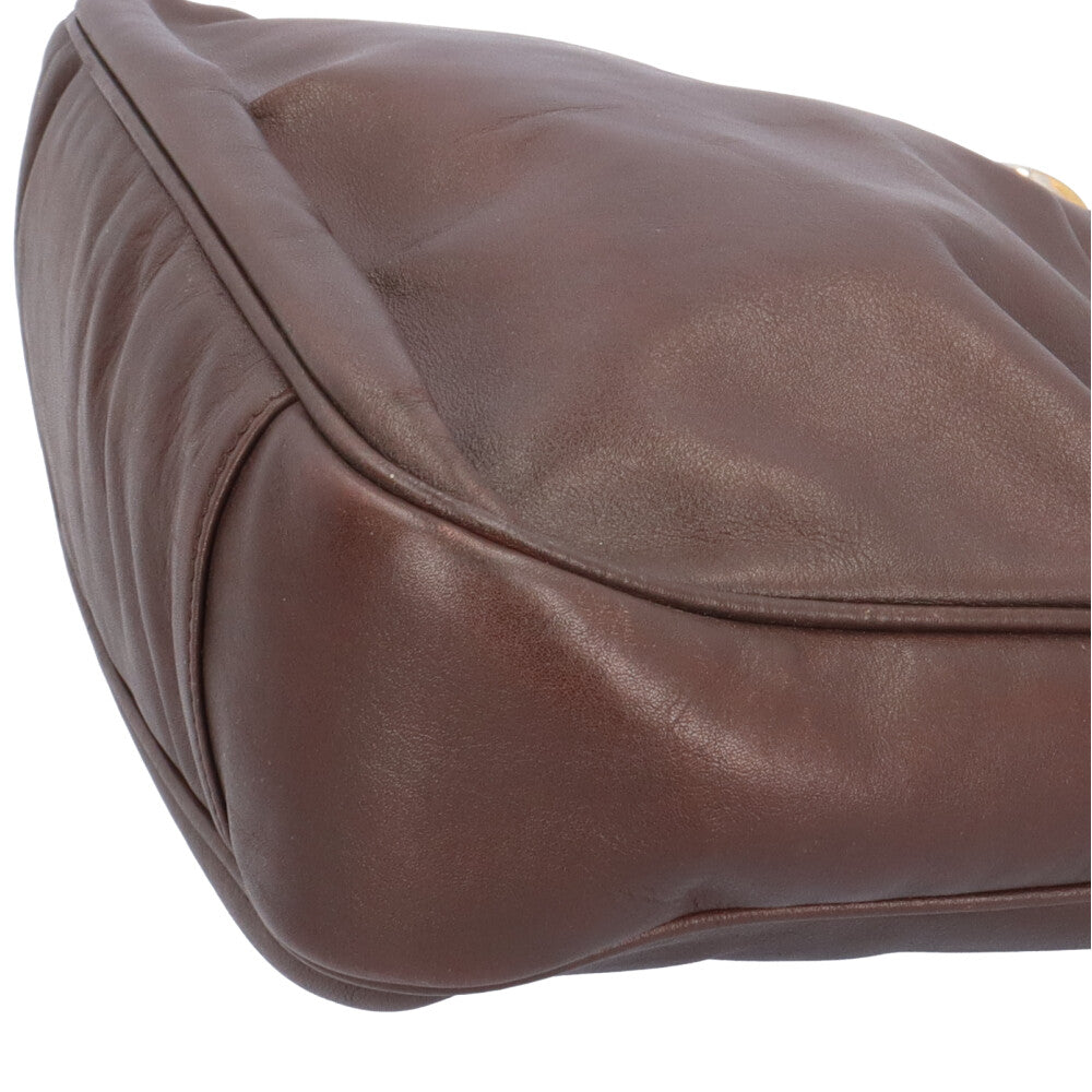 GUCCI グッチ バンブー ショルダーバッグ レザー ブラウン レディース