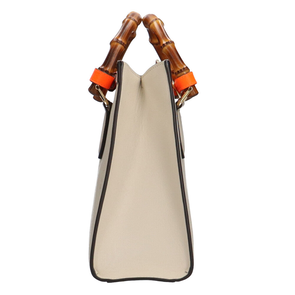 極美品　オールドグッチ　GUCCI レザー　ハンドバッグ　A4可能 ホワイト 極 美品 GUCCI グッチ オールドグッチ ヴィンテージ シェリー