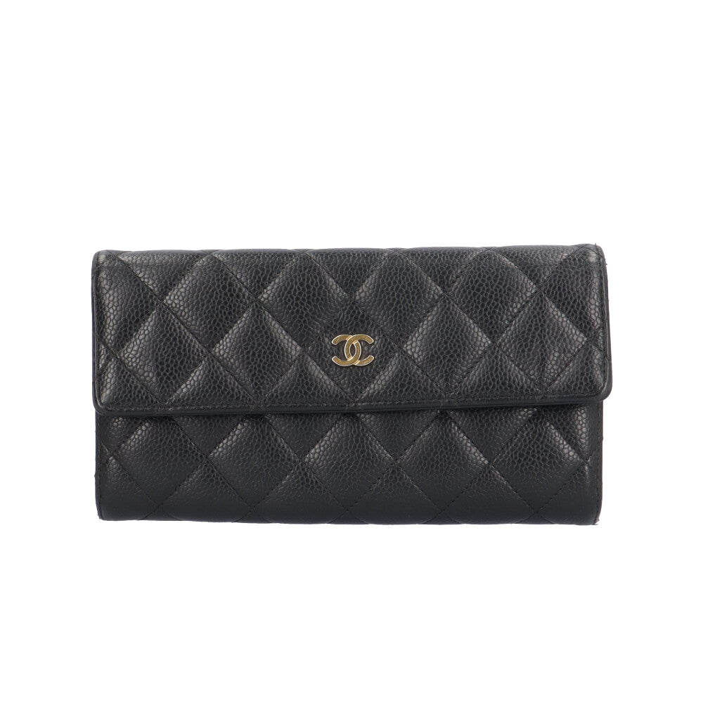 CHANEL シャネル マトラッセ 長財布 キャビアスキン レディース 中古