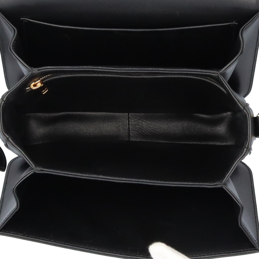 Celine Triomphe Shoulder Bag Leather Black Women's CELINE