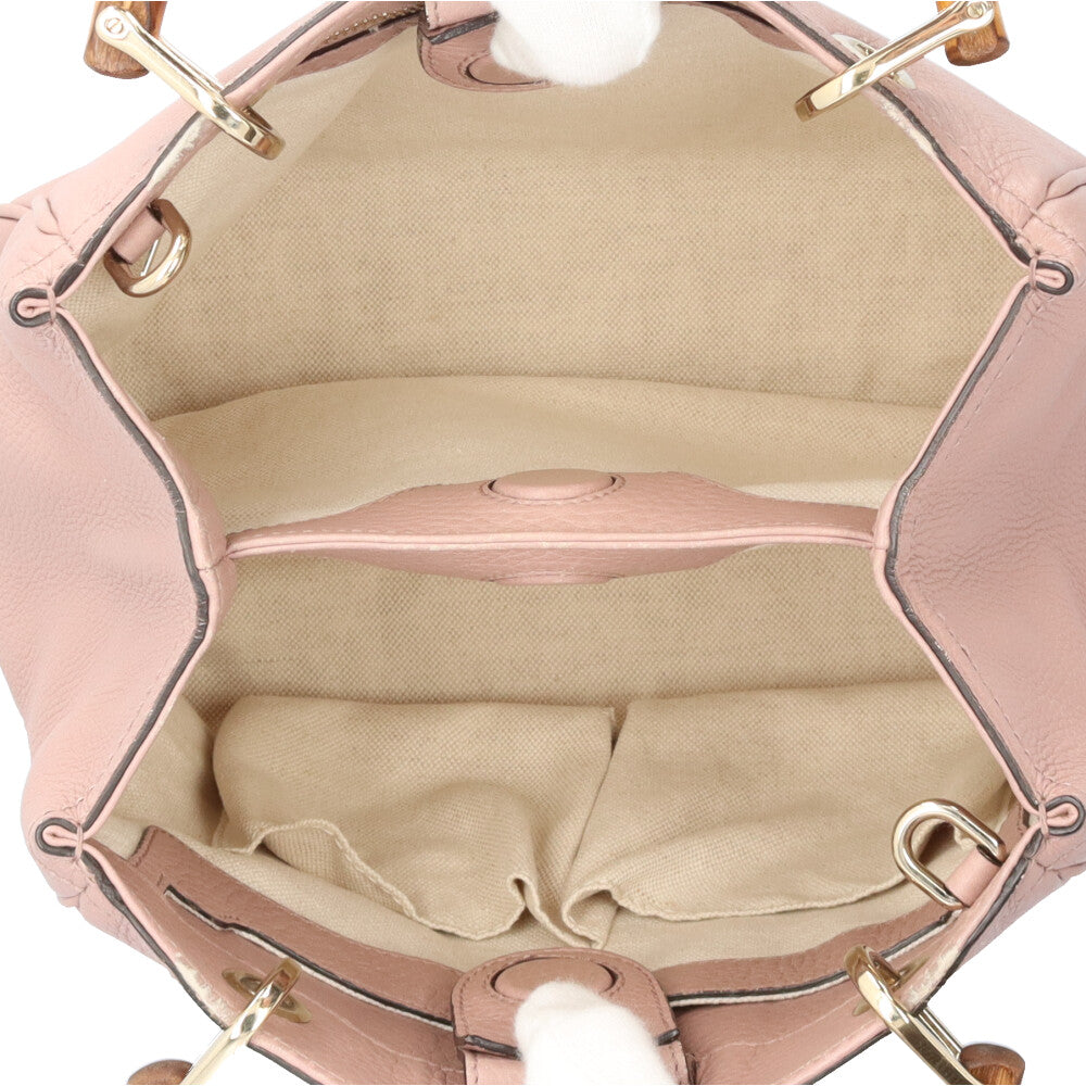 GUCCI グッチ バンブー ショルダーバッグ レザー ピンク レディース