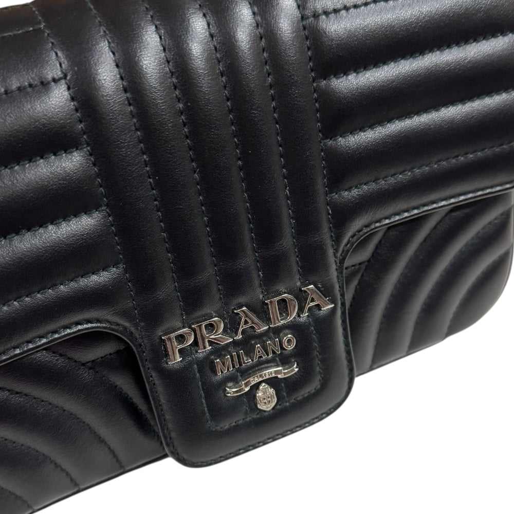 PRADA プラダ ダイアグラム ショルダーバッグ レザー ブラック