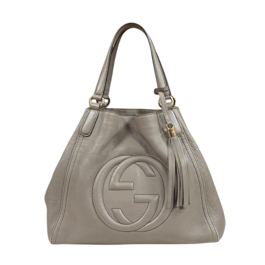 な*す様 Gucci ソーホー　soho シルバー レザー トートバッグ GUCCI グッチ ソーホー トートバッグ レザー グレー レディース