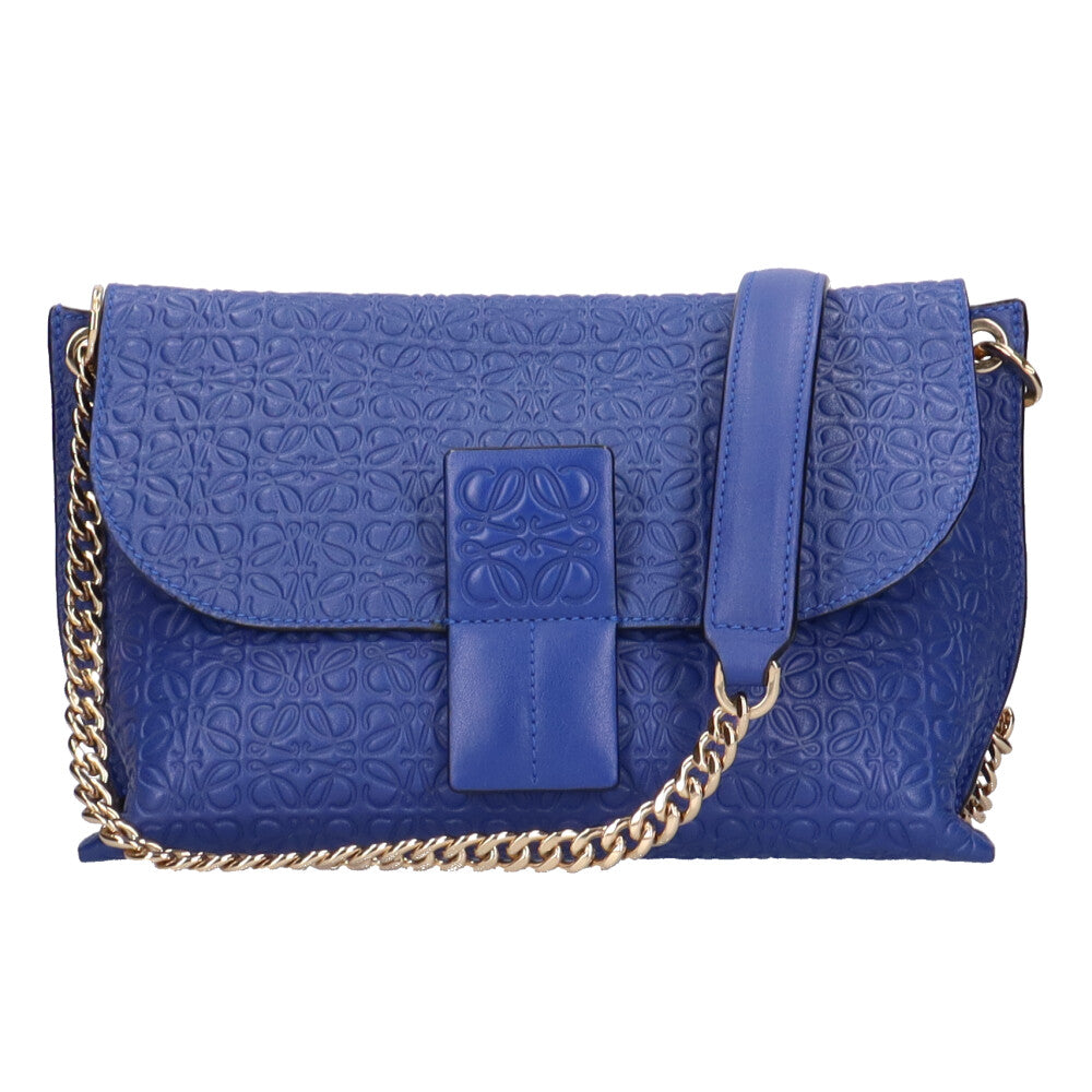ロエベ LOEWE リピートアナグラム ショルダーバッグ レザー ブルー