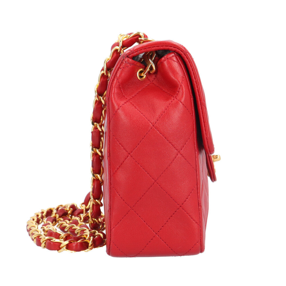 CHANEL シャネル マトラッセ ショルダーバッグ レザー レッド