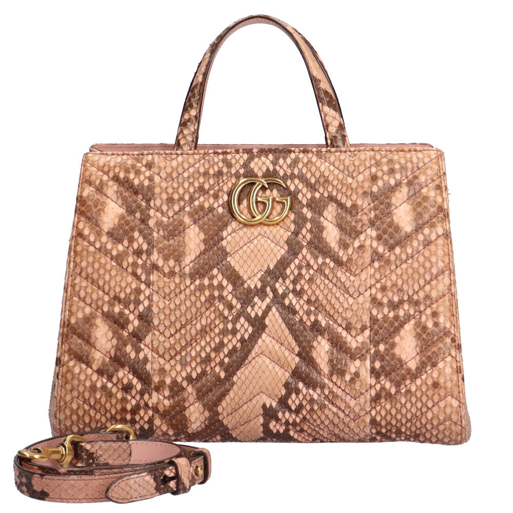 グッチ GUCCI GGマーモント ショルダーバッグ パイソン ピンク