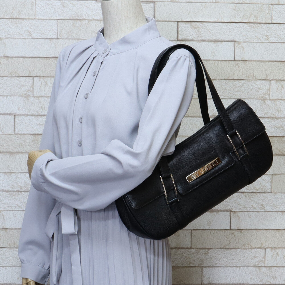【美品】BVLGARIブルガリレザー 2WAY ショルダーバッグブラックA4可 BVLGARI（ブルガリ） ベッキーバッグ ハンドバッグ 2way ショルダー