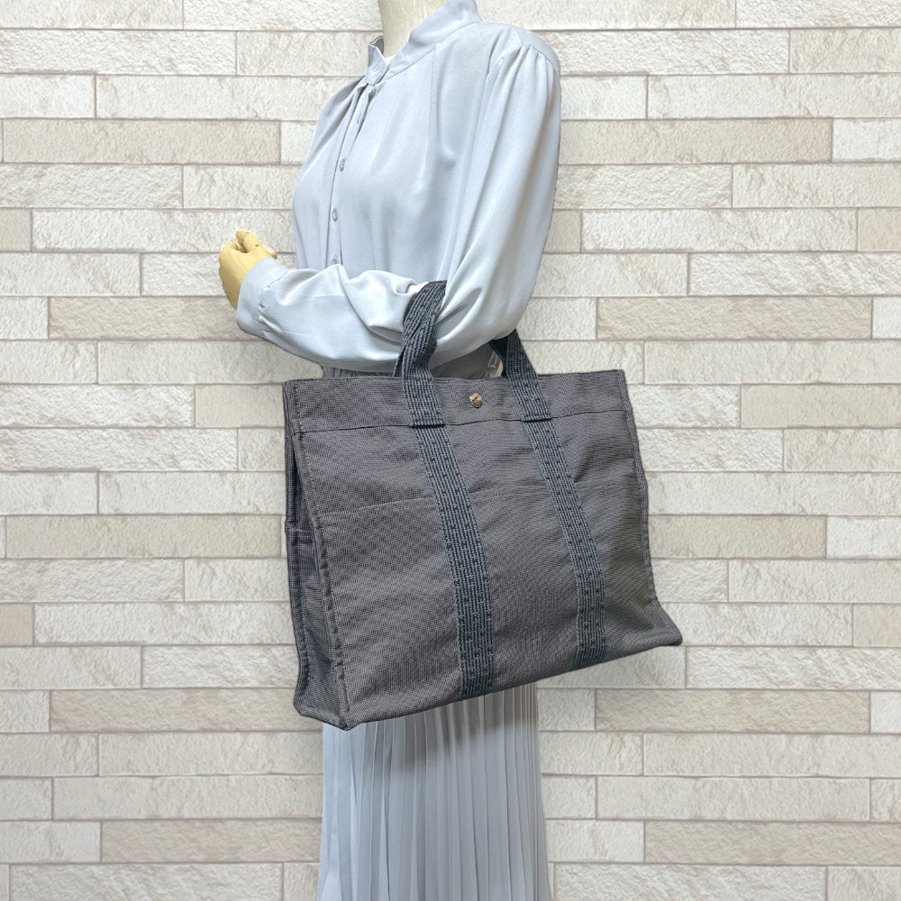 HERMES Hermes Airline MM Tote Bag Canvas Gray Ladies Used