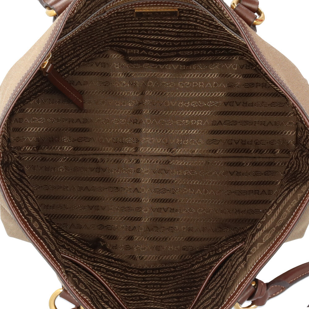 PRADA プラダ ロゴ ジャガード トートバッグ キャンバス ベージュ