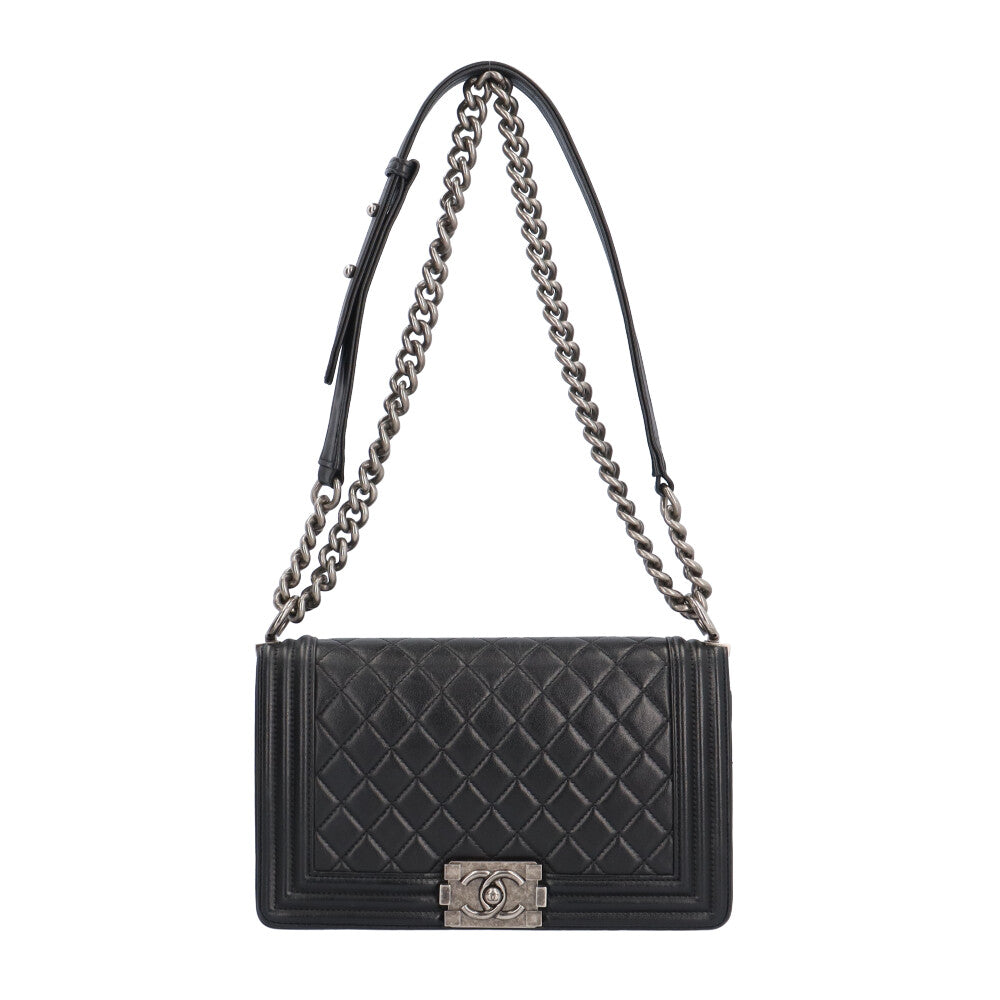 CHANEL シャネル ボーイシャネル ショルダーバッグ レザー ブラック