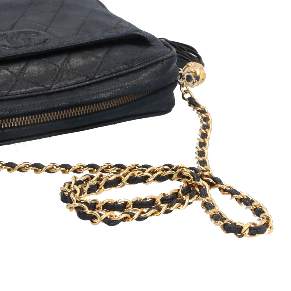 シャネル マトラッセ ココマーク ハンドバッグ ラムスキン ブラック レディース CHANEL  中古  R&Kリサイクルキング CHANEL シャネル マトラッセフリンジ ココマーク ショルダーバッグ