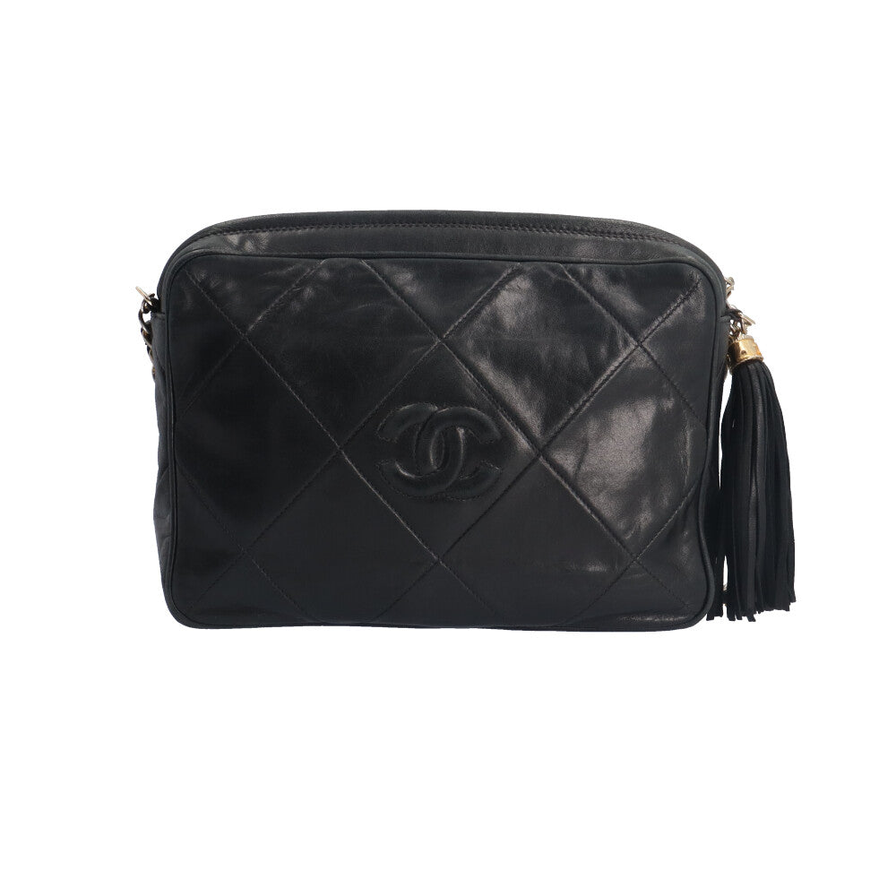 CHANEL マトラッセ ブラック レザー ショルダーバッグ CHANEL シャネル マトラッセ チェーンショルダーバッグ ターン