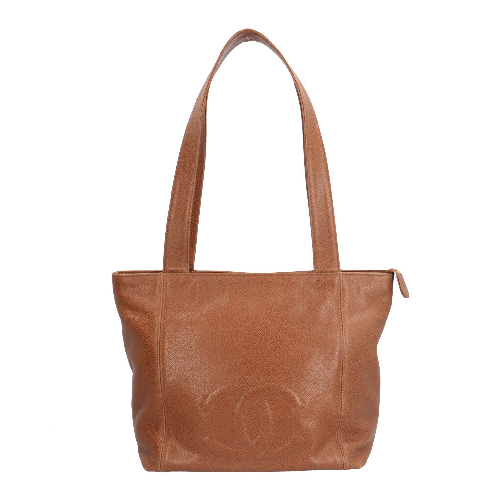 シャネル トートバッグ 復刻トート キャビアスキン ブラウン レディース CHANEL シャネル ココマーク トートバッグ キャビアスキン ブラウン