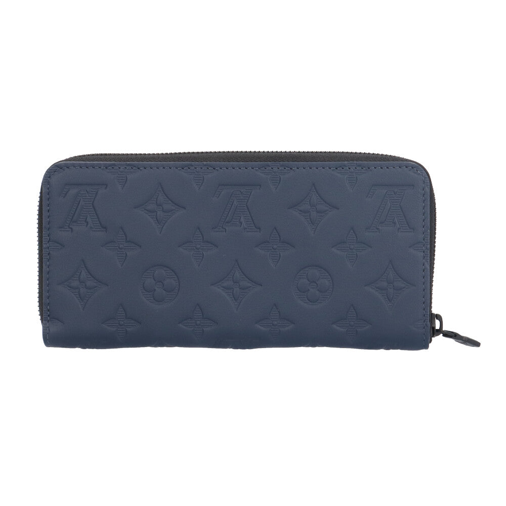 Louis Vuitton ネイビー レザー 長財布 LOUIS VUITTON ルイヴィトン ジッピーウォレット ホリゾンタル