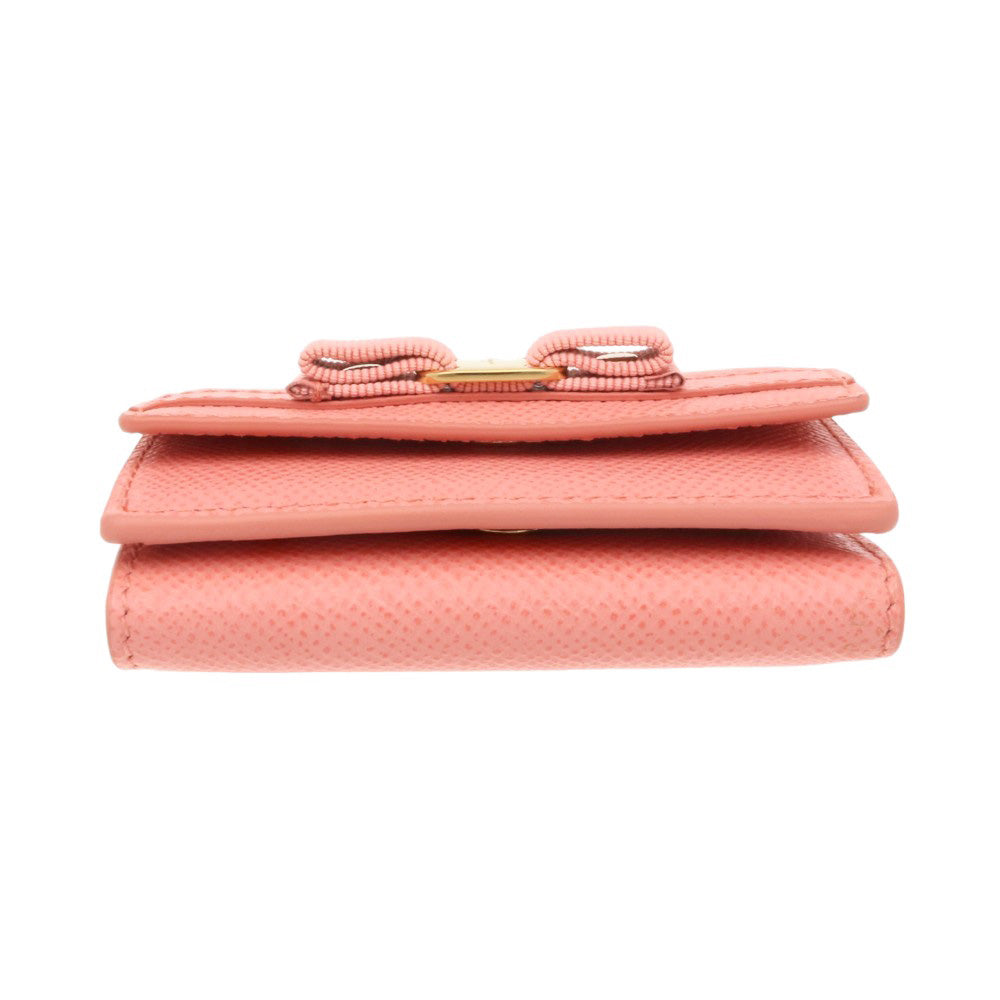Salvatore Ferragamo レザー リボン 三つ折り財布 ピンク FERRAGAMO フェラガモ 三つ折り財布 22 D951 729052 レディース
