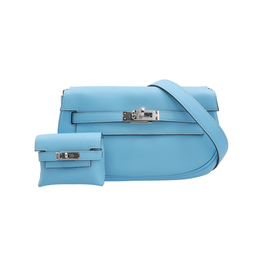 HERMES エルメス ケリームーヴ ショルダーバッグ レザー ブルー 