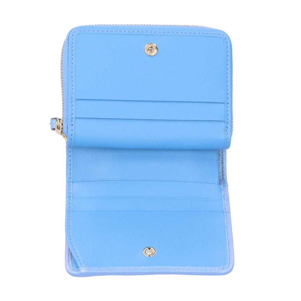 【値下げ】グッチ　二つ折り財布 GGマーモント キルティング 白 青　革 GUCCI（グッチ） 並行輸入 2つ折り財布 GUCCI GGマーモント 782749