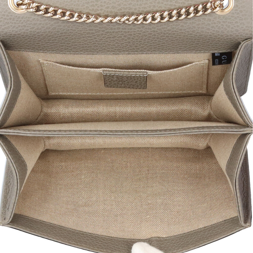 GUCCI グッチ インターロッキングG ショルダーバッグ レザー グレー