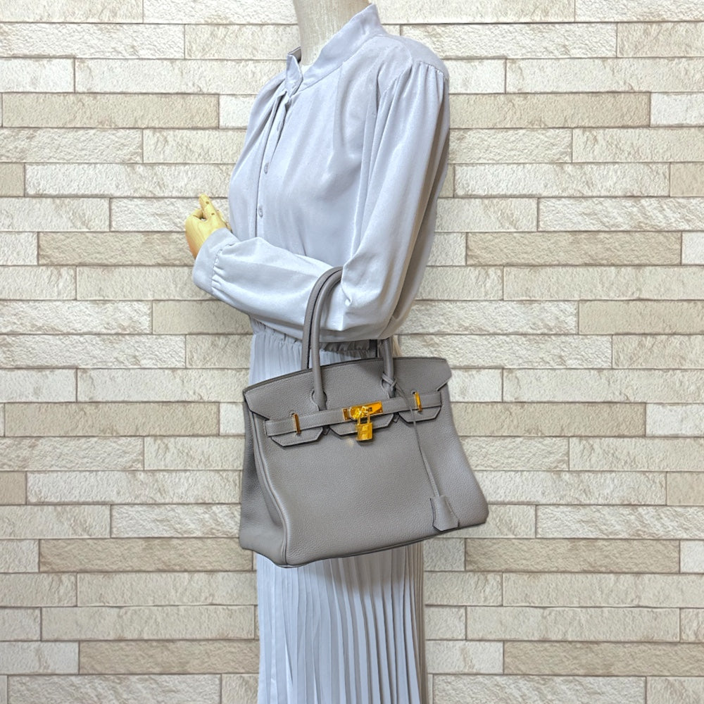 HERMES エルメス バーキン30 ハンドバッグ トゴ グレー レディース 