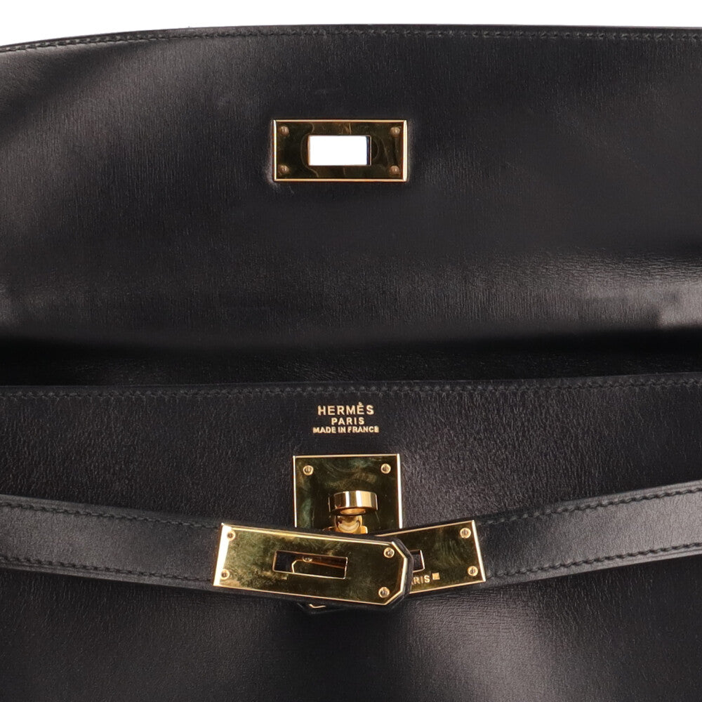 エルメス ケリー32 ショルダーバッグ ボックスカーフ ブラック レディース HERMES  中古 R&Kリサイクルキング HERMES エルメス ケリー32 ショルダーバッグ ボックスカーフ ブラック