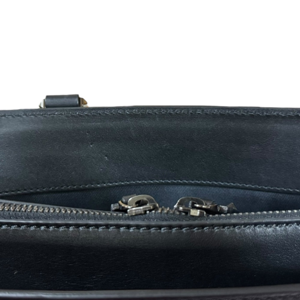 Valentino ヴァレンチノ ビジネスバッグ レザー ブラック メンズ 中古