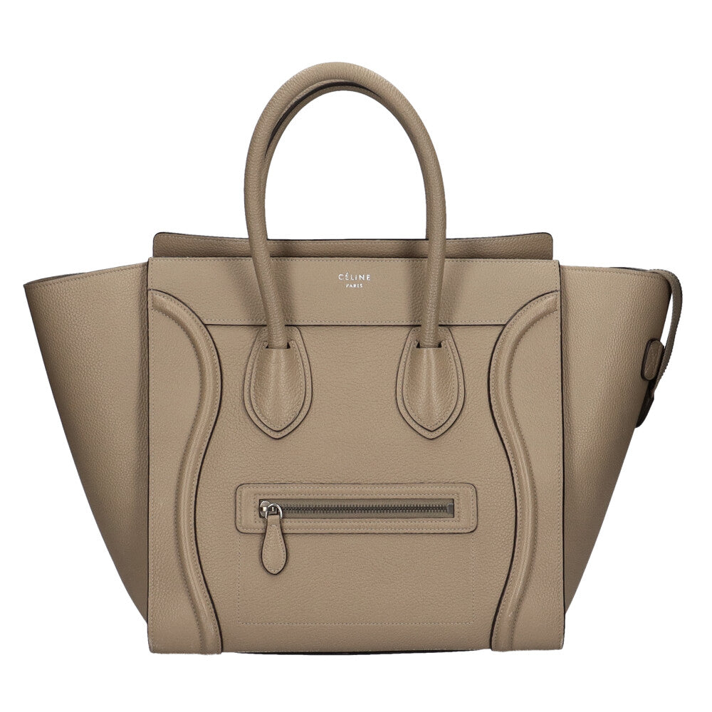 CELINE Luggage Mini Shopper Handbag Leather Dune Women's Used