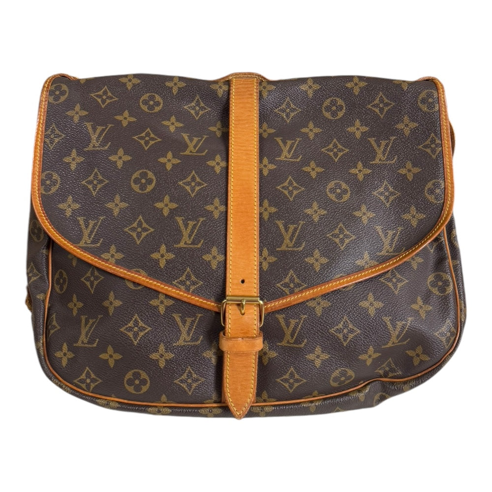 LOUIS VUITTON ルイヴィトン ソミュール35 モノグラム ショルダーバッグ モノグラムキャンバス ブラウン レディース 中古