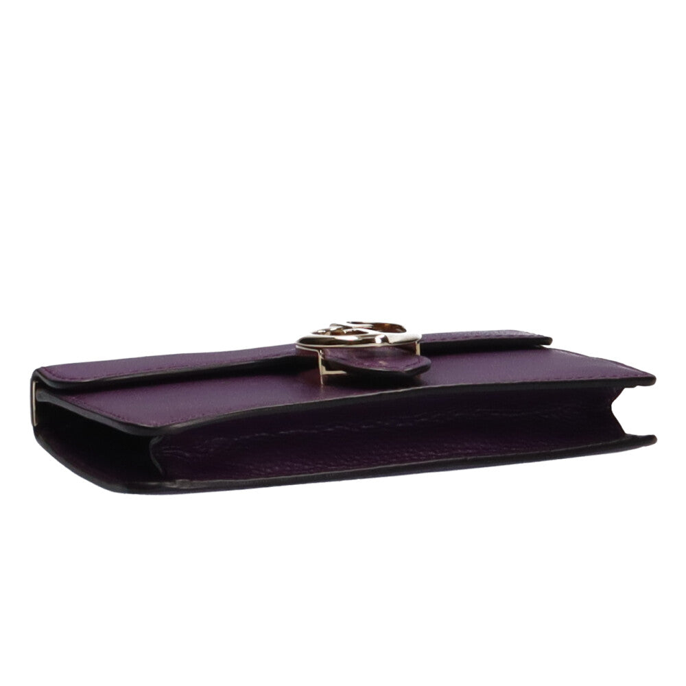 GUCCI Interlocking Shoulder Bag Leather Purple Women's Used