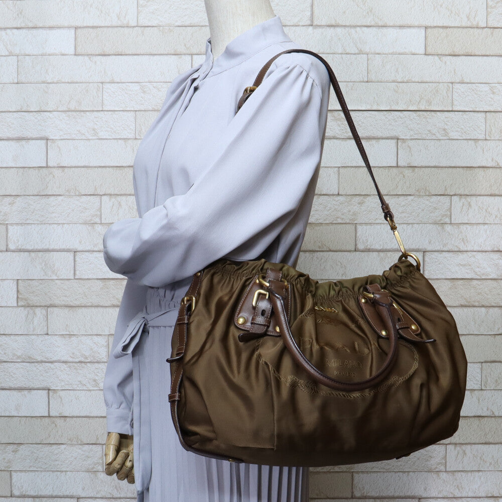 プラダ PRADA ショルダーバッグ ナイロン ブラウン レディース
