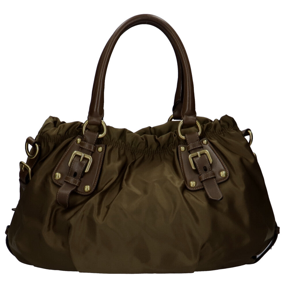 PRADA ダークブラウン ナイロン ショルダーバッグ PRADA プラダ ショルダーバッグ ナイロン ライトブラウン【433